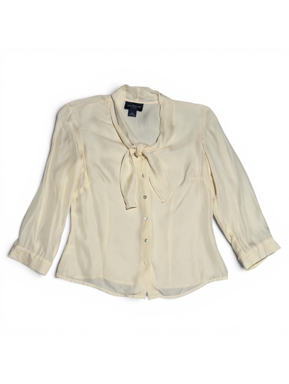 Ann Taylor Petites 100% Silk Cream Blouse Size 4P